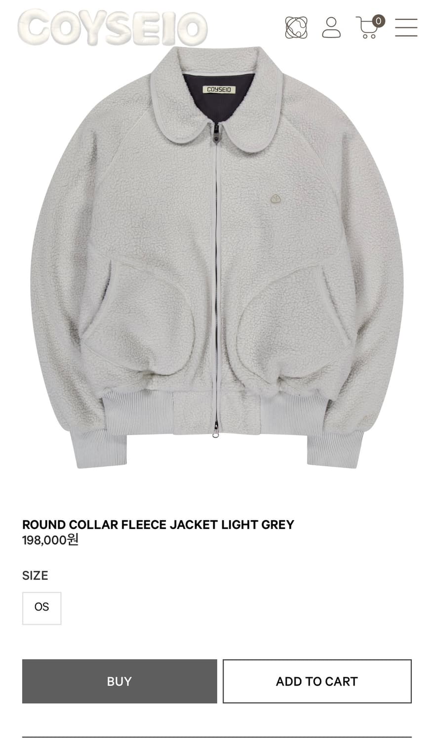 코이세이오 라운드 카라 플리스 자켓 라이트 그레이 상품이미지1