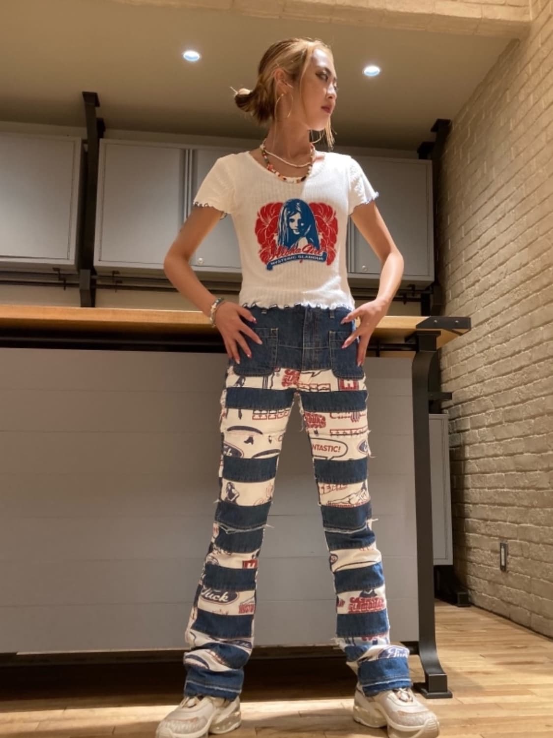 히스테릭글래머 판타스틱 패턴 스크래치 플레어 데님 팬츠 상품이미지3