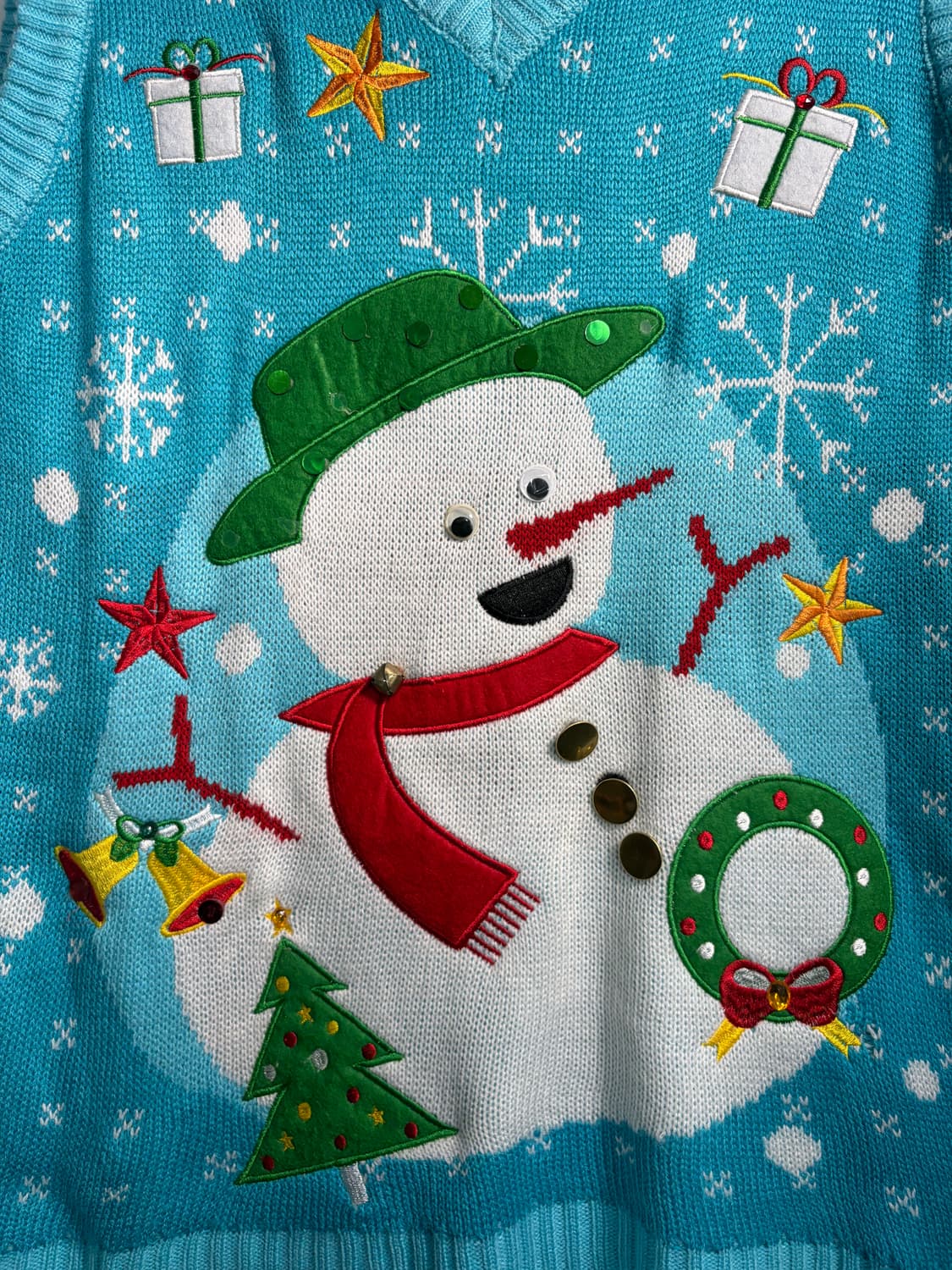 U.S.A. 크리스마스 눈사람 어글리니트 베스트 S 상품이미지3