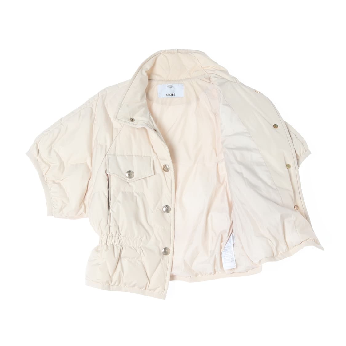 [XS]오브제 라이트베이지 덕다운 오버핏 크롭 반팔 패딩 재킷
 상품이미지4