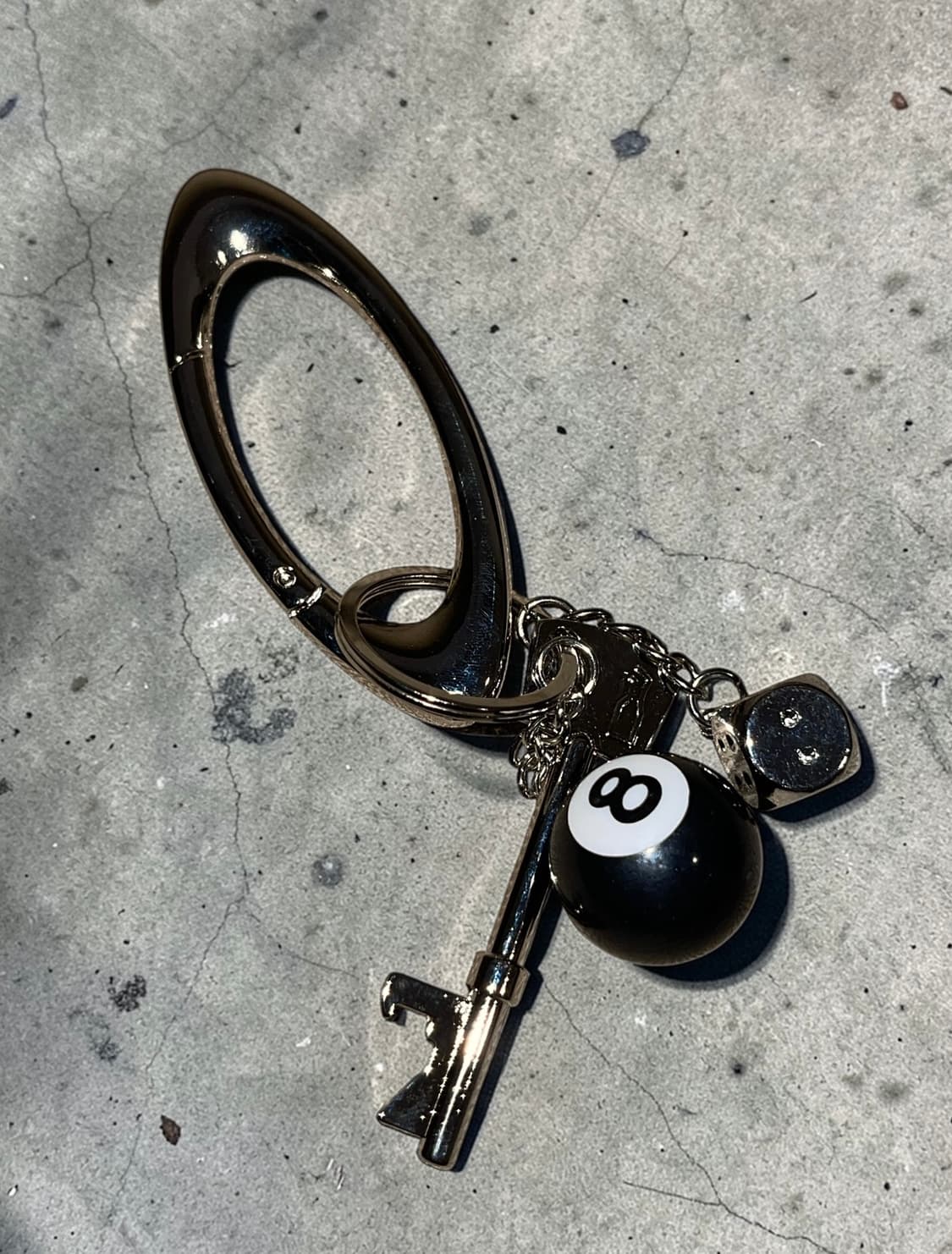 메탈 키링 실버 키홀더 8볼 주사위 키 오브제 키체인 상품이미지2