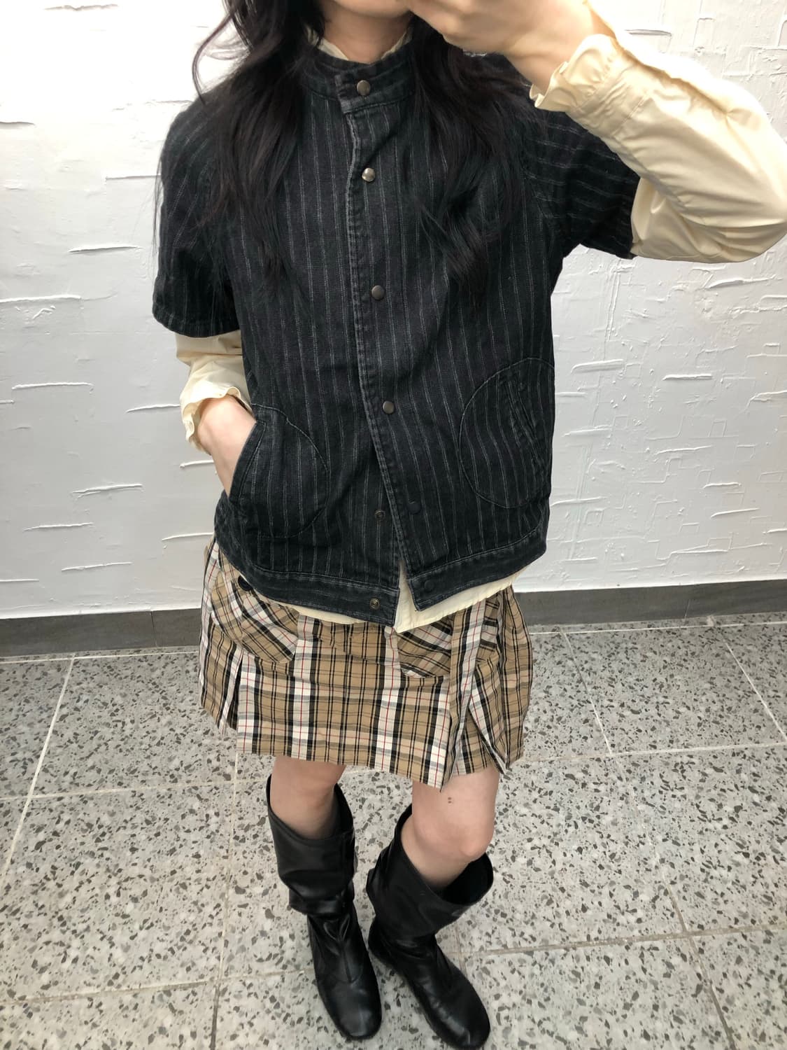 Check pattern pleats skirt 상품이미지2