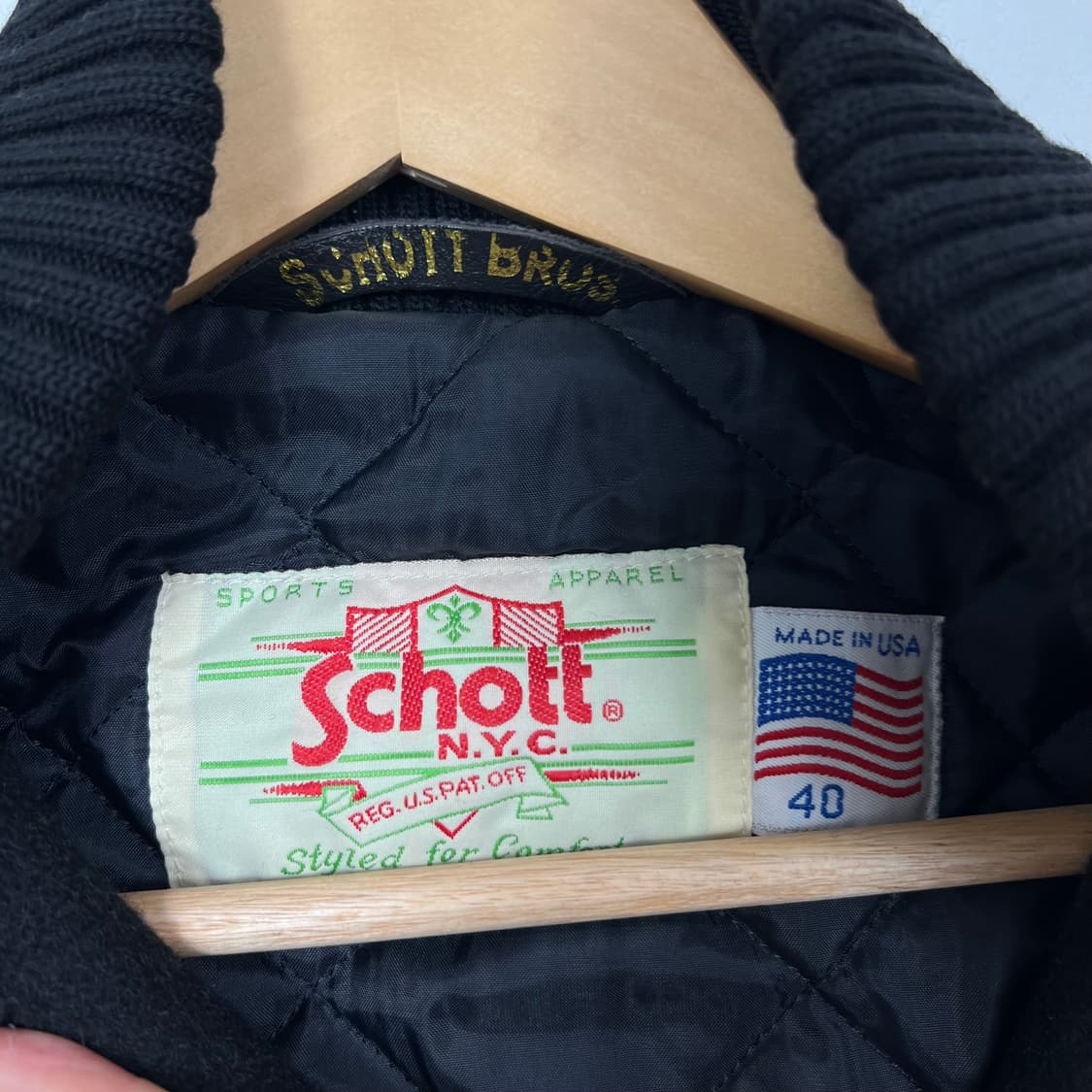 Schott 쇼트 본 플랑코 레더 바시티 자켓 상품이미지5