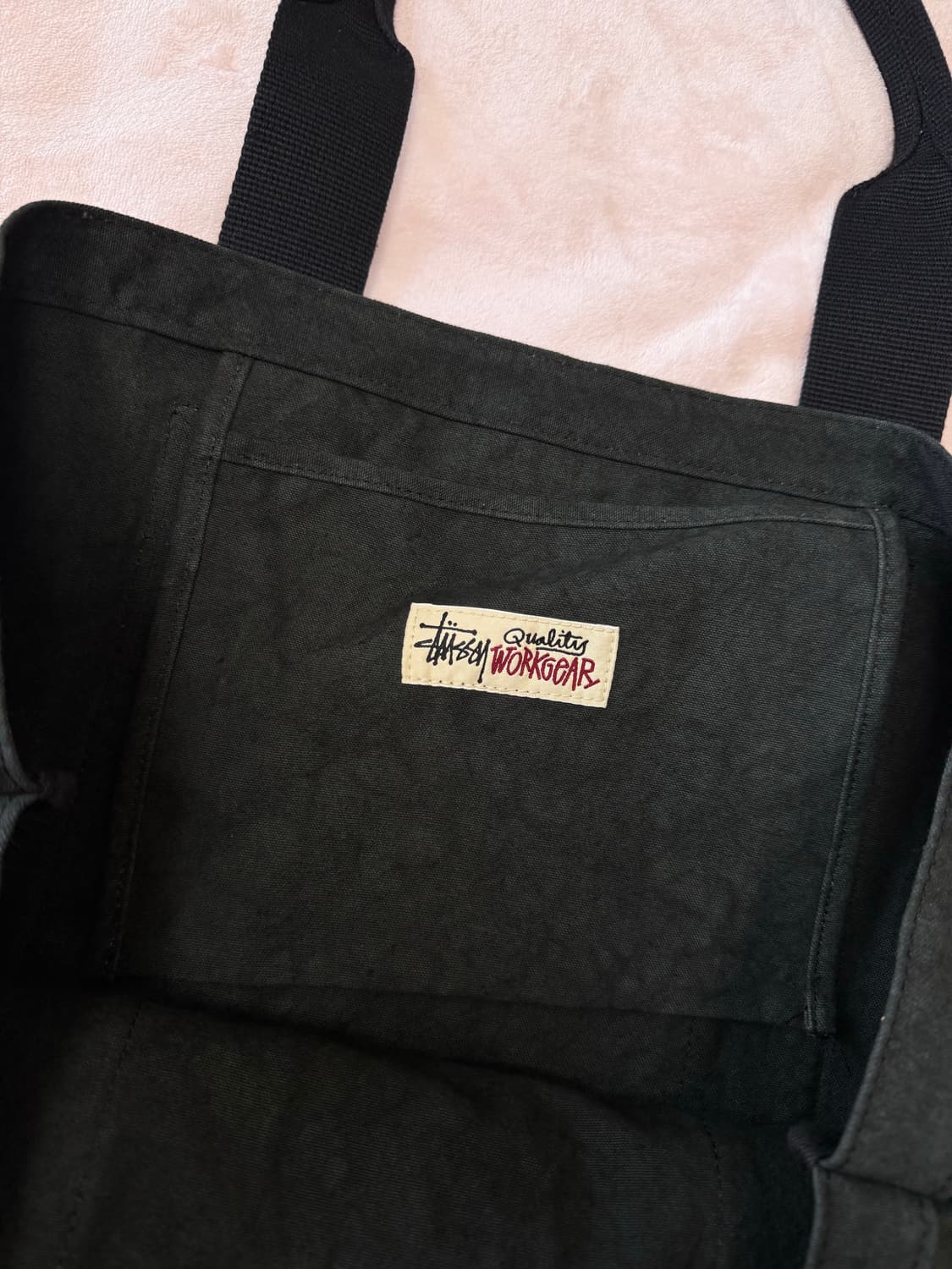 스투시 캔버스 엑스트라 라지 토트백 워시드 블랙 상품이미지3