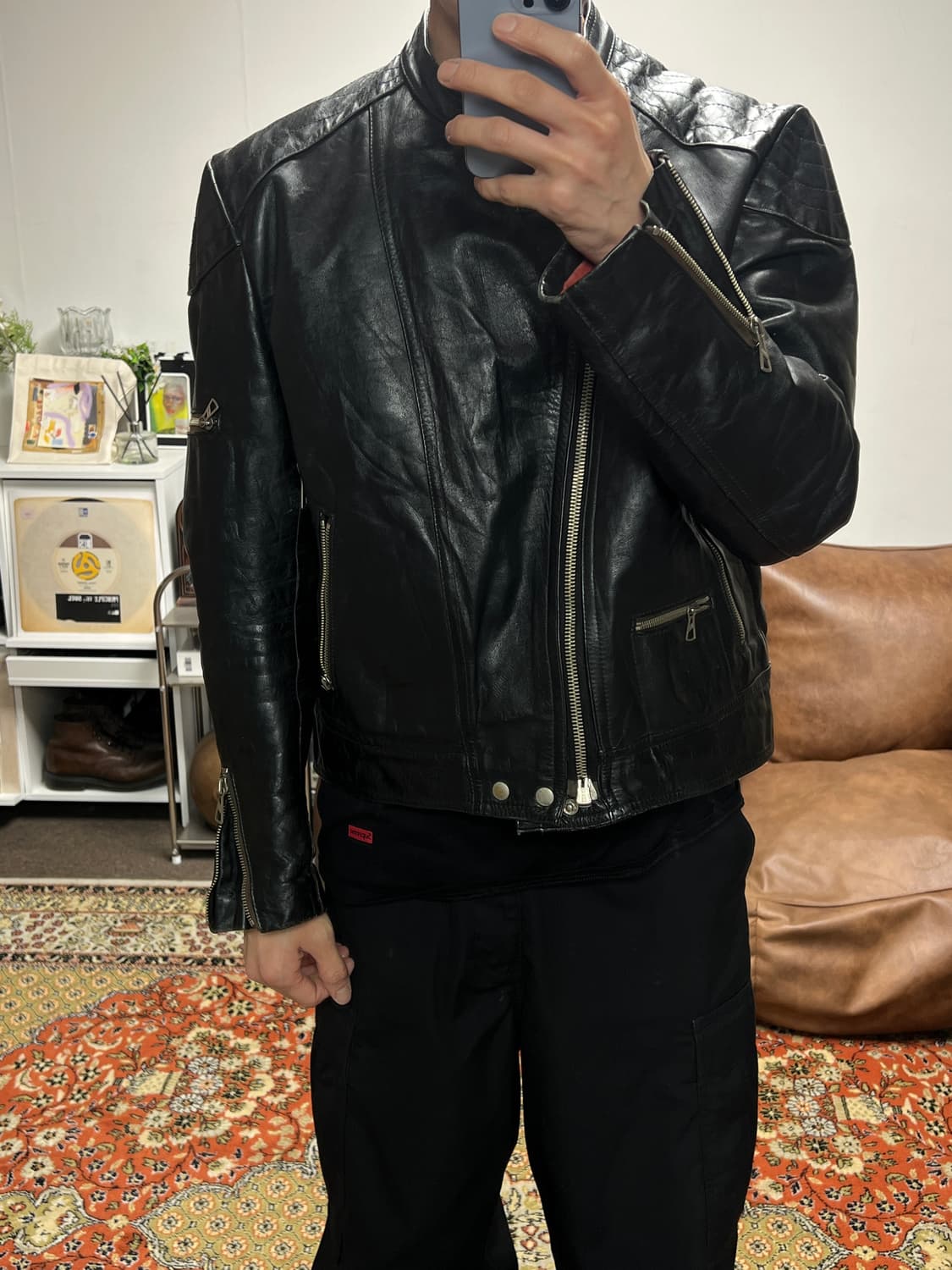 [52] HARRO 독일 빈티지 리얼레더 모터사이클 라이더자켓 상품이미지3