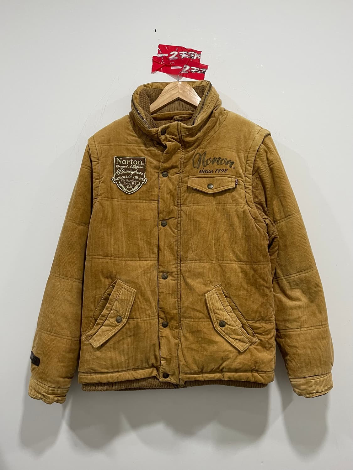 (빈티지)Norton 자수패치 소매 탈부착 2way 코듀로이 자켓 상품이미지4