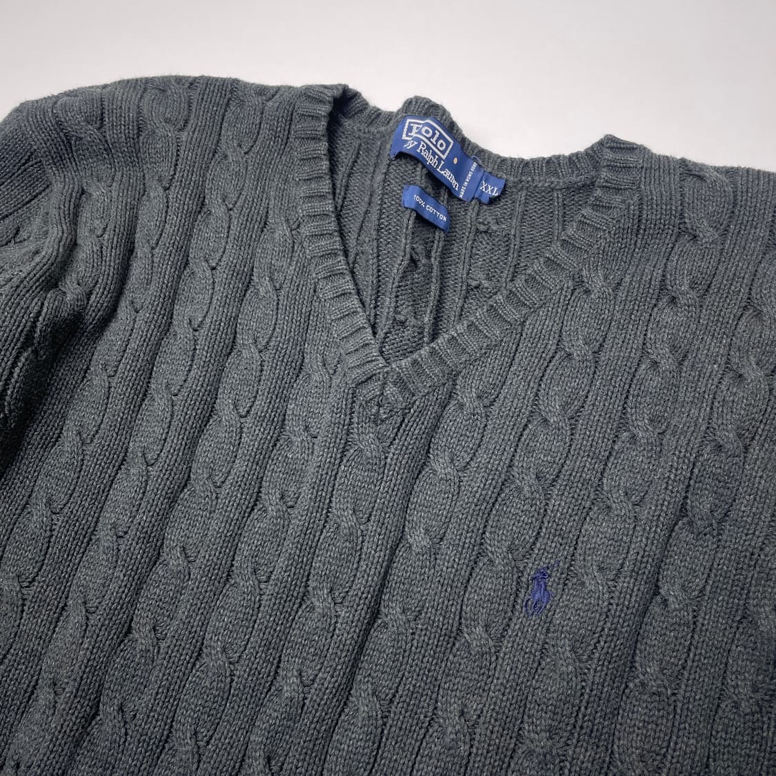 폴로 랄프로렌 브이넥 꽈배기 니트 XXL 상품이미지3