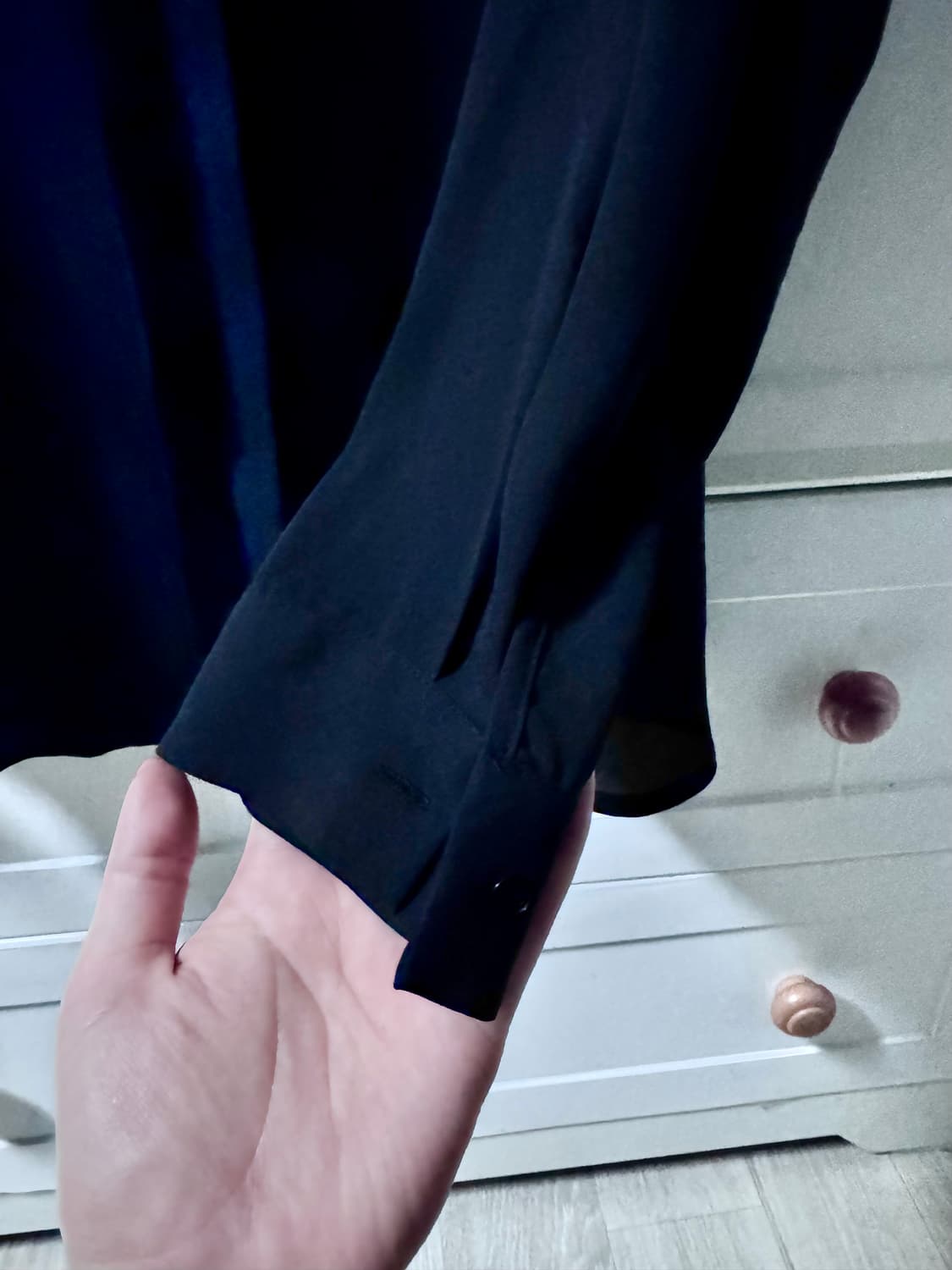 블랙 루즈핏 시스루 셔츠 상품이미지4