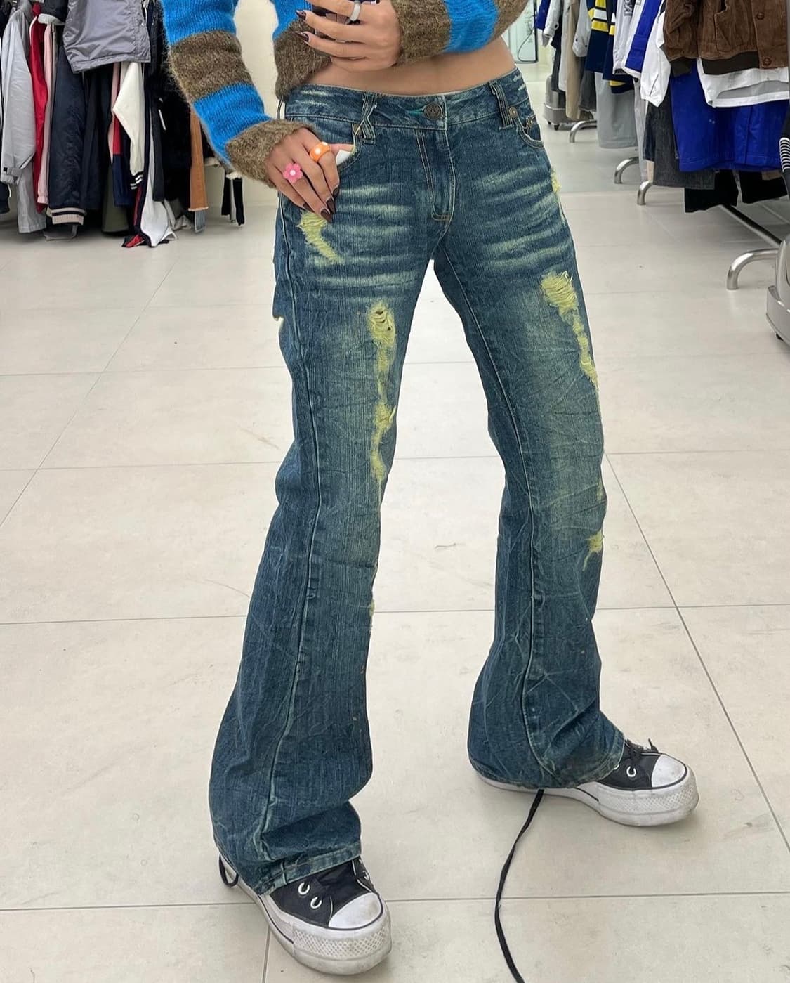 빈티지 y2k 워싱데님부츠컷팬츠 상품이미지4