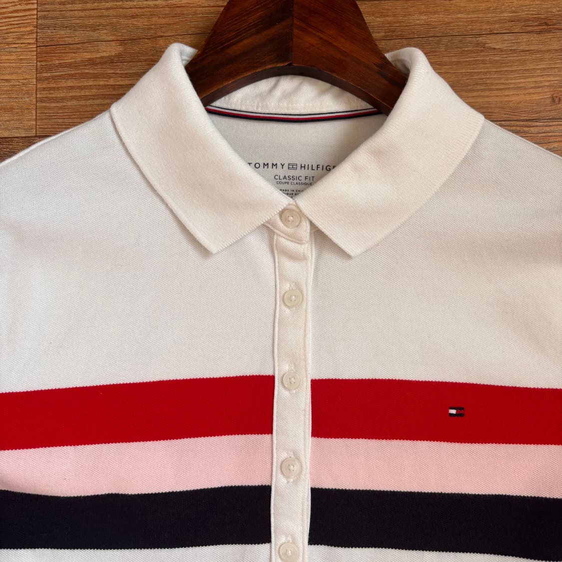 타미힐피거 반팔 폴로 티셔츠 M 피케 스판 클래식핏 스트라이프 상품이미지6