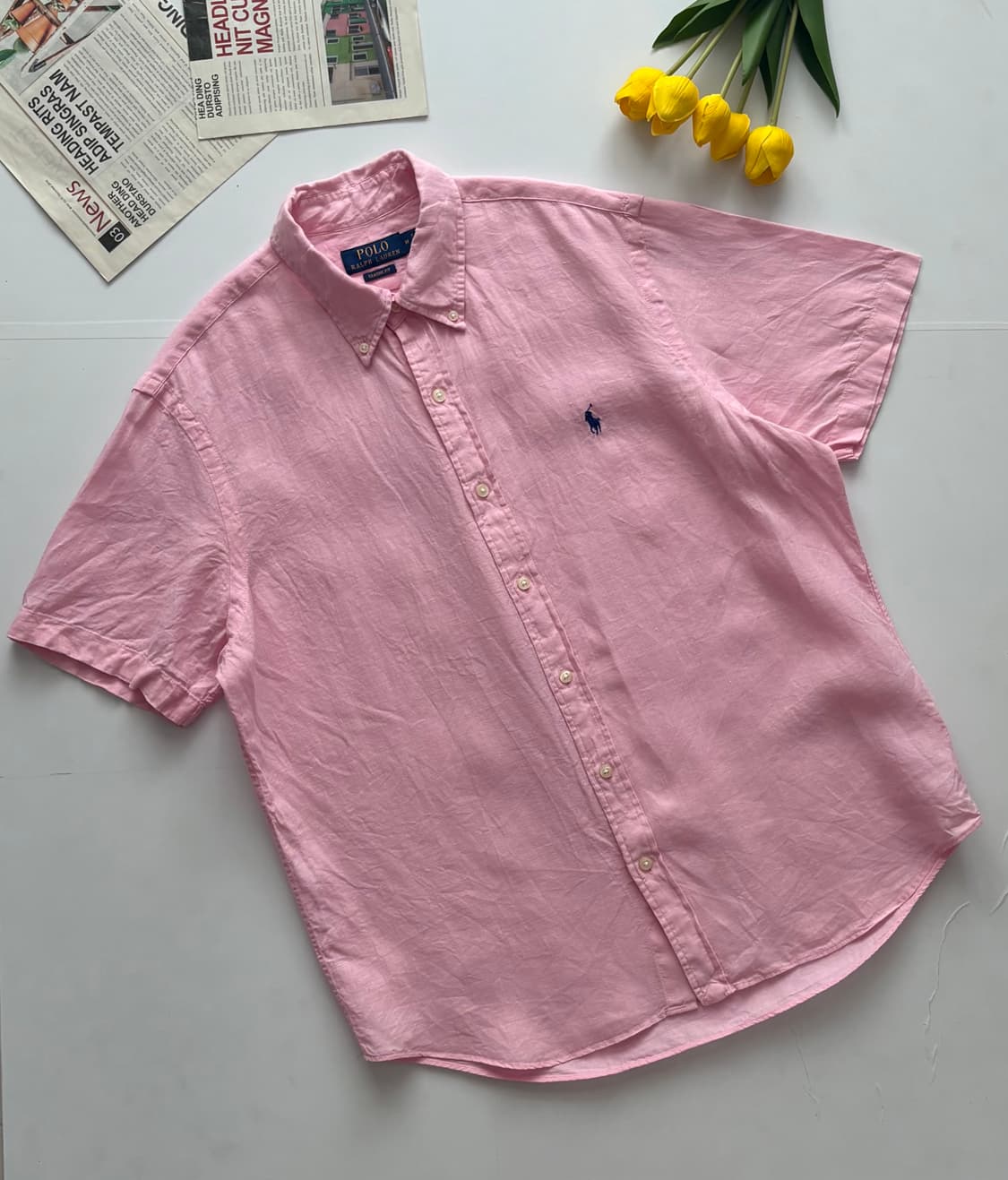 Polo 폴로랄프로렌 QR 린넨 반팔 셔츠 상품이미지1