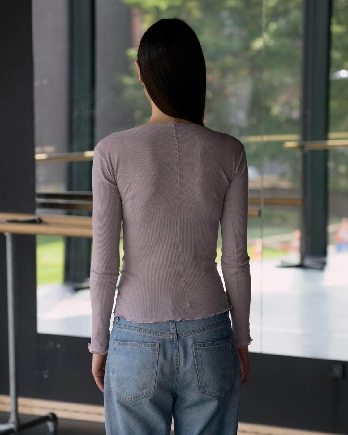 [S,M,L]베이스레인지 Pama 롱 슬리브리스 탑/벌비 퍼플 상품이미지5