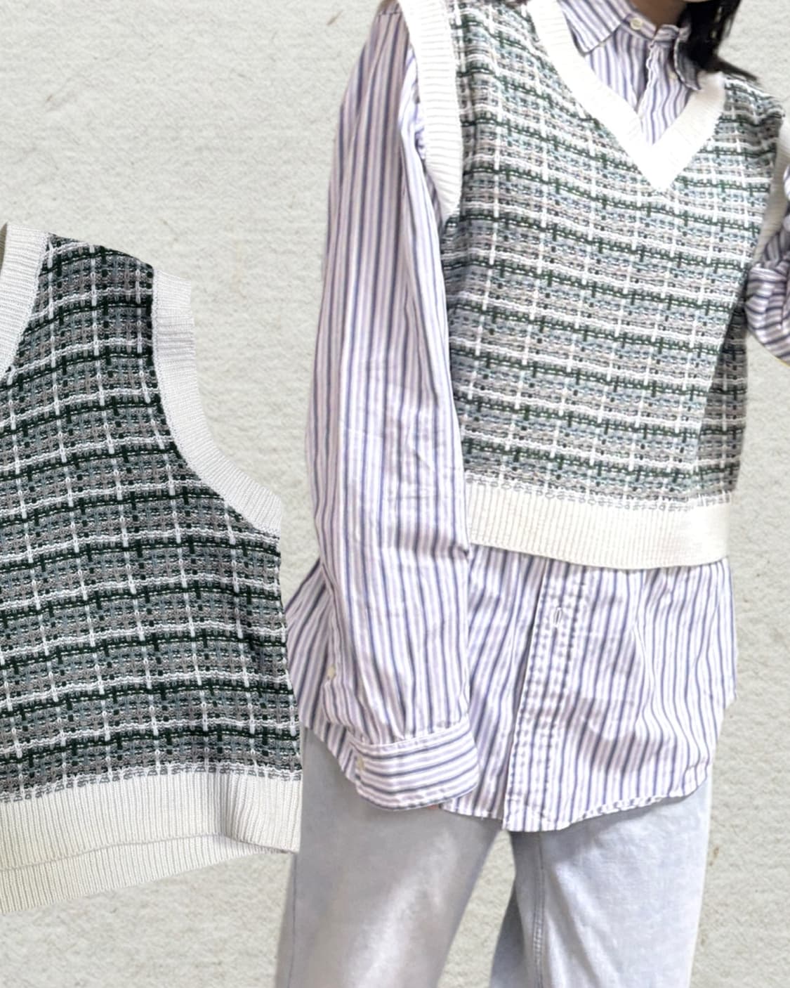 체크 니트 베스트 상품이미지1