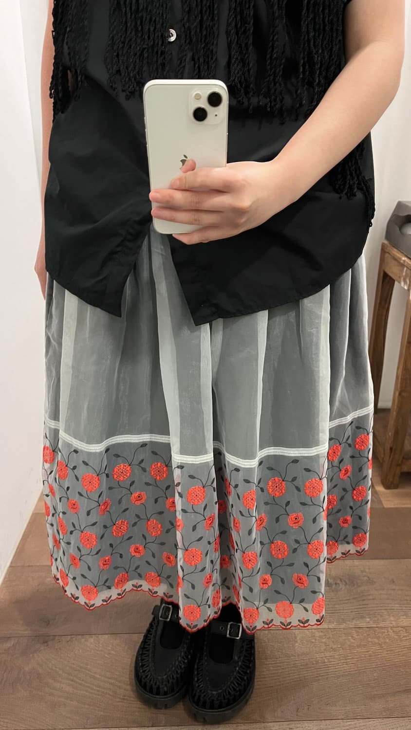 Organza Layered Floral Needlepoint Skirt 상품이미지4