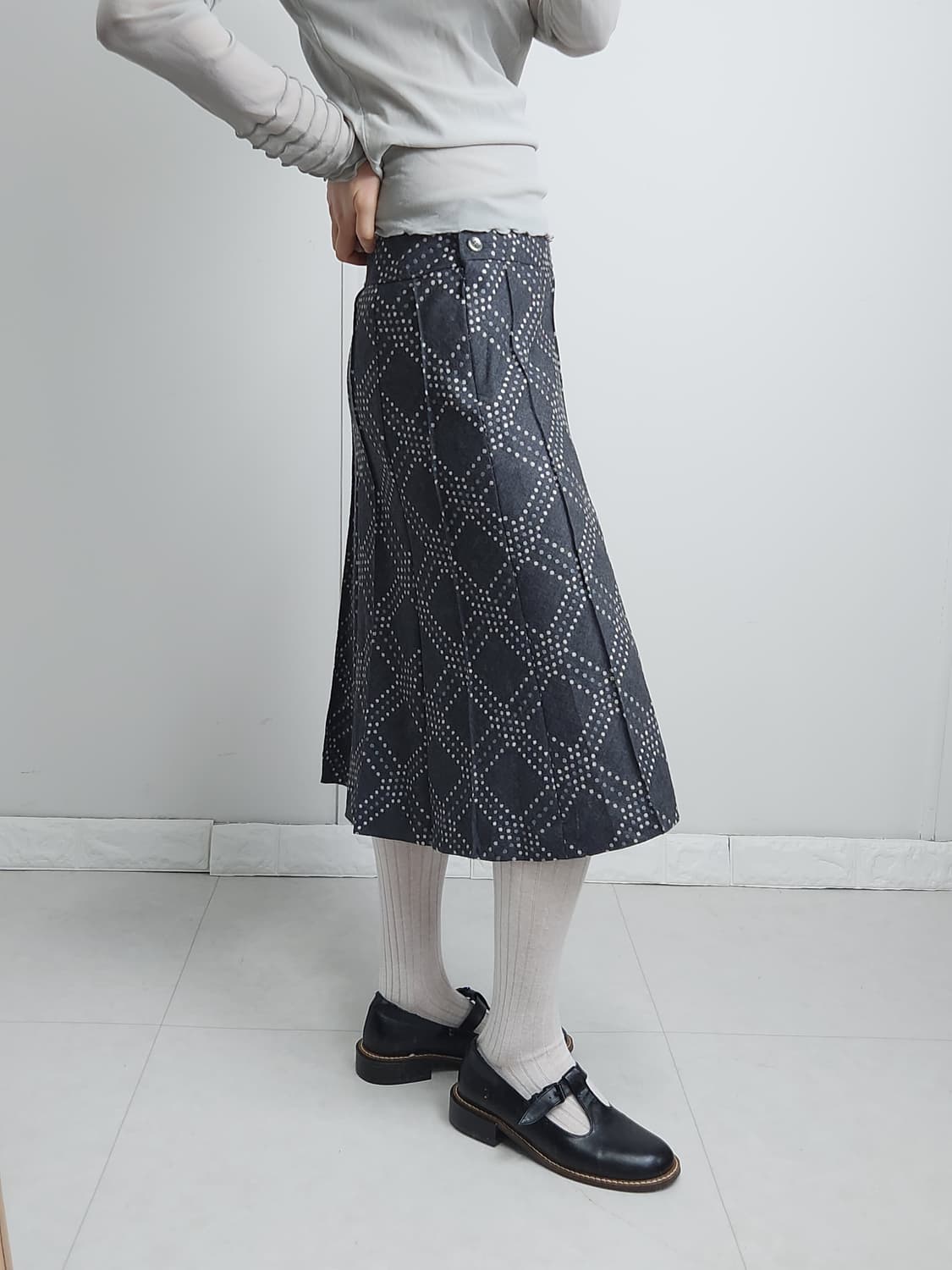 도트 플리츠 스커트 상품이미지3