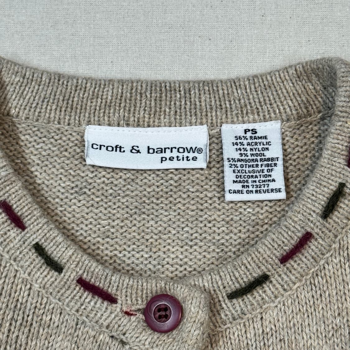 S) Croft & Barrow 앙고라 혼방 눈사람 자수 가디건 상품이미지9