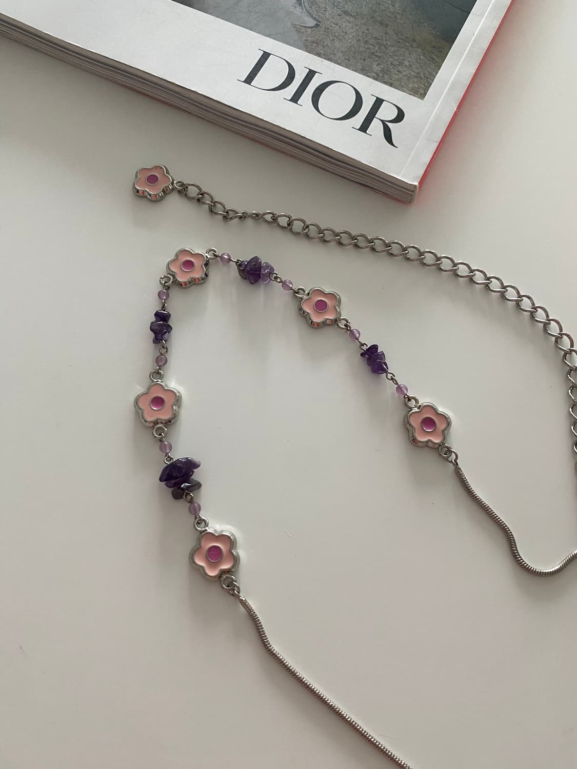 빈티지 플라워 보라원석 벨트 겸 목걸이 오리엔탈 페어리 상품이미지5