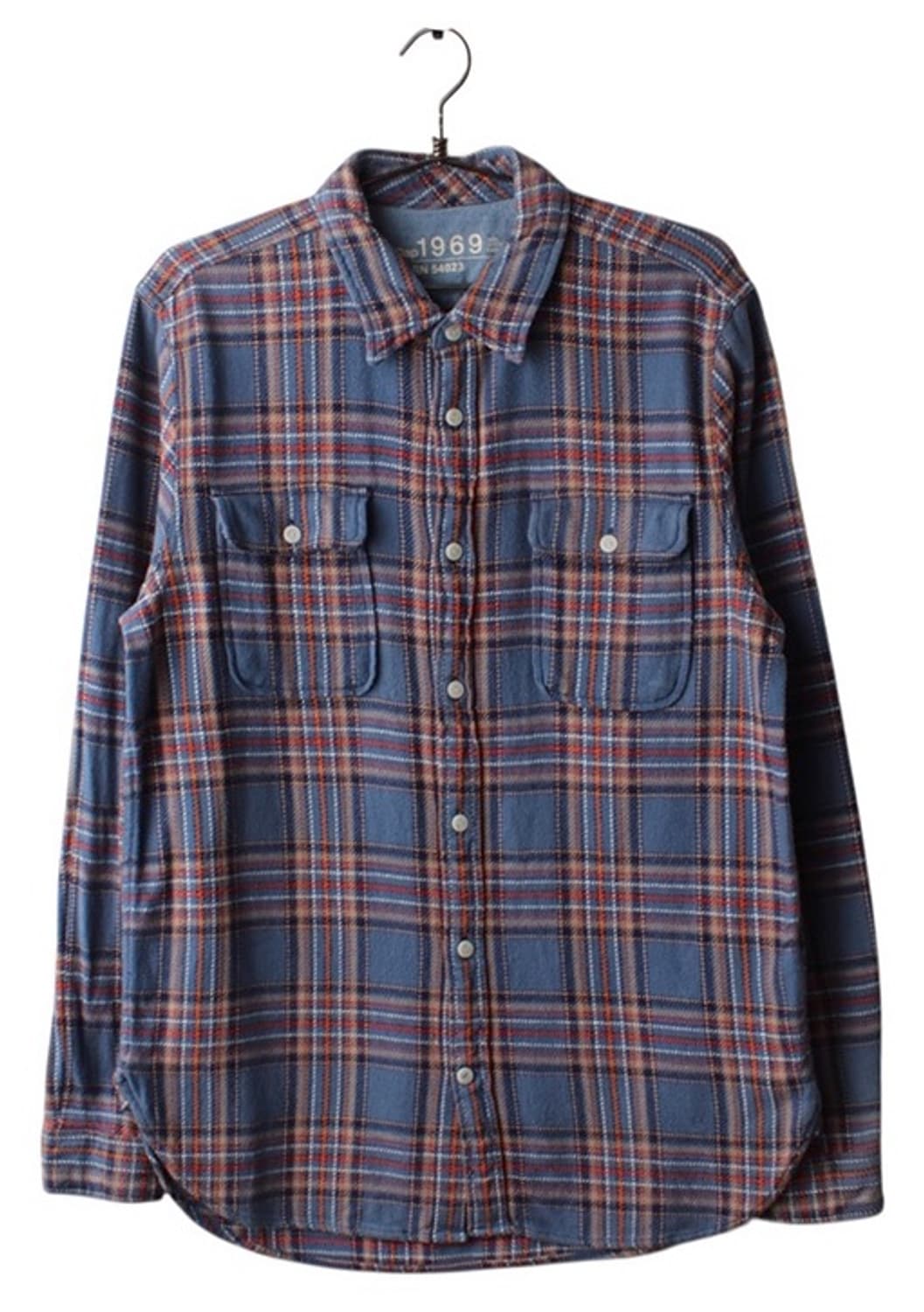 [L] 00s 갭 GAP 플란넬 블루 패턴 셔츠 상품이미지2