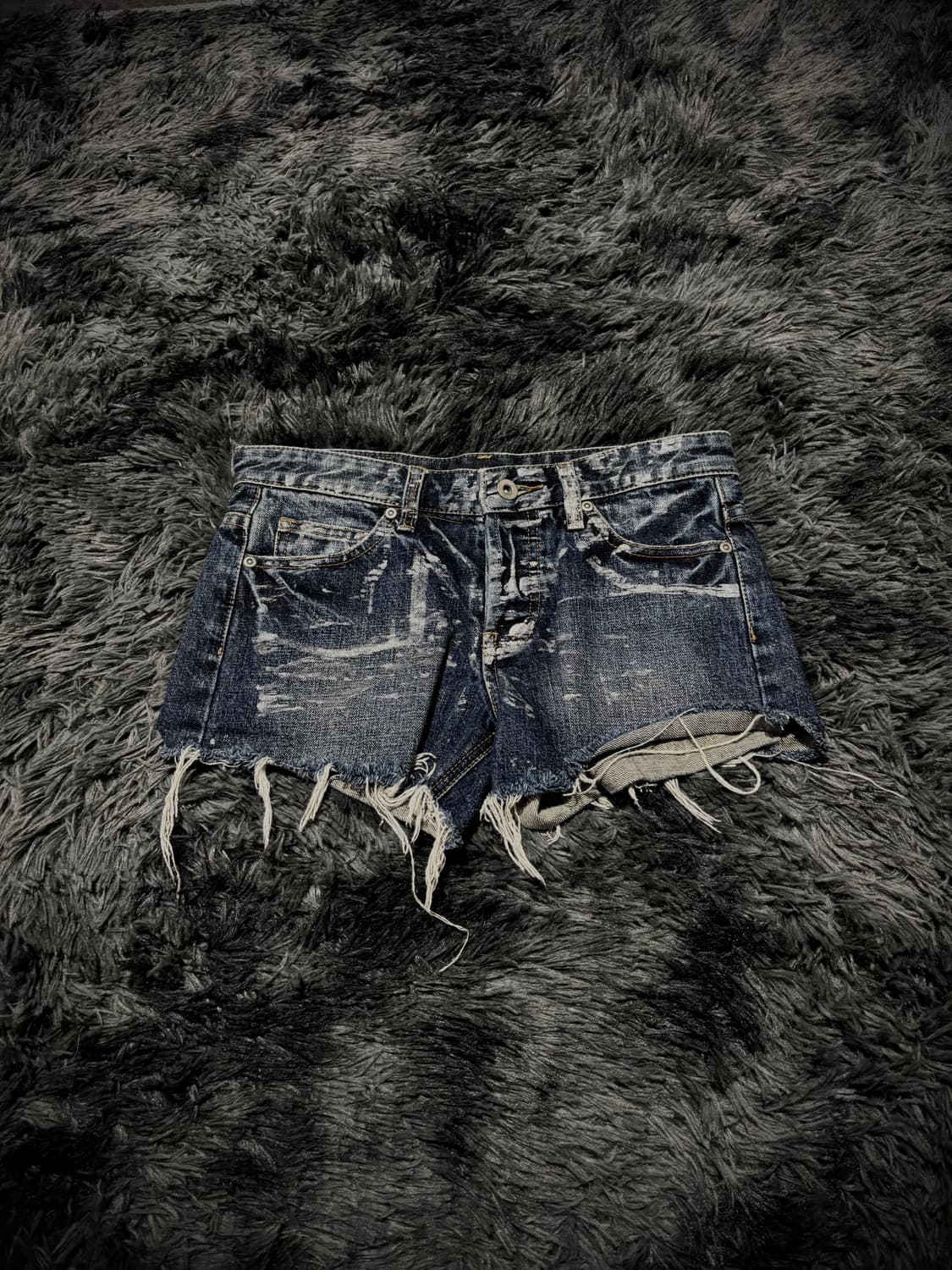 데미지 물결 화이트 워싱 중청 숏팬츠 상품이미지1