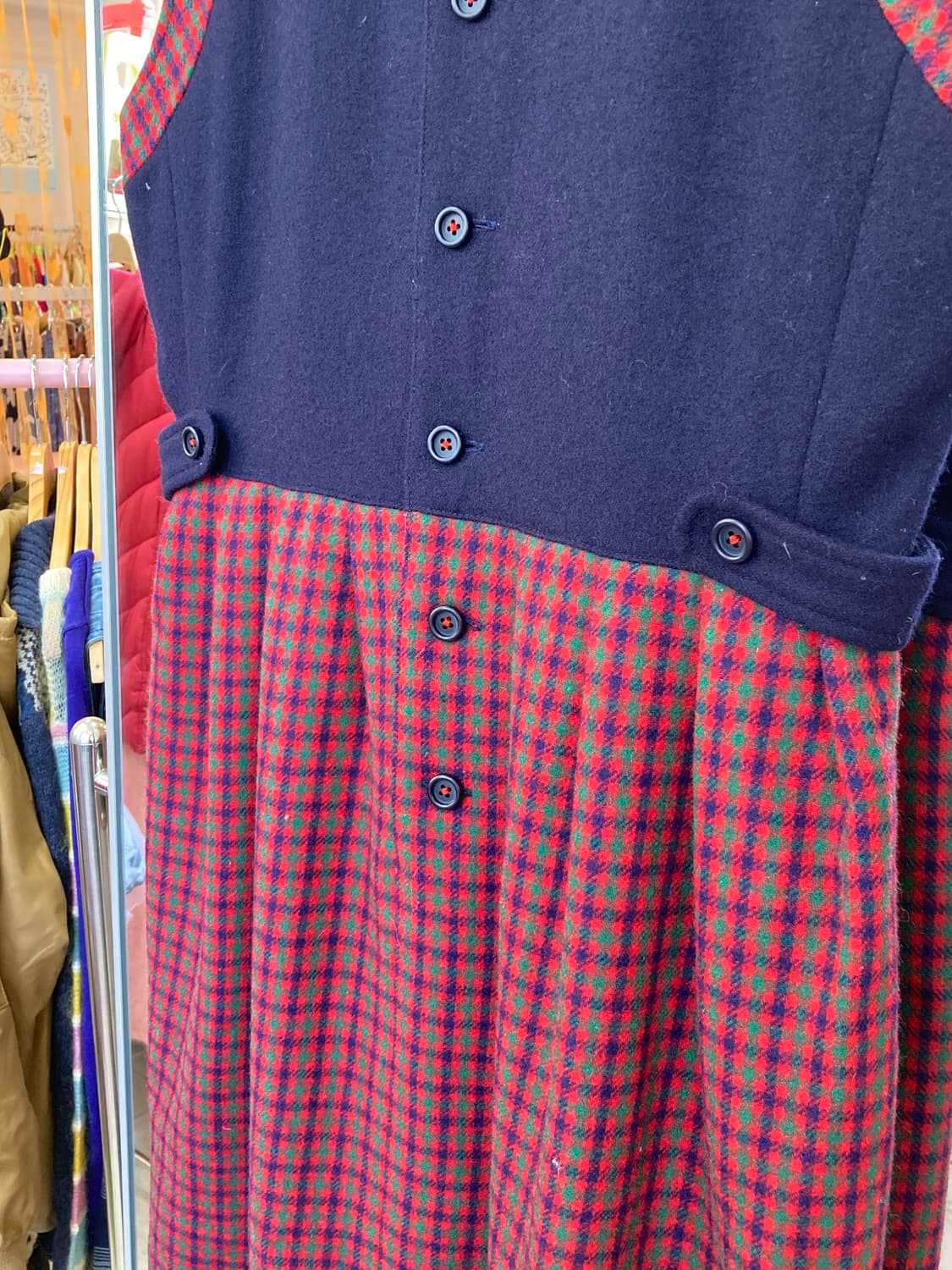 크리스마스 연말 체크 단추 원피스 상품이미지7