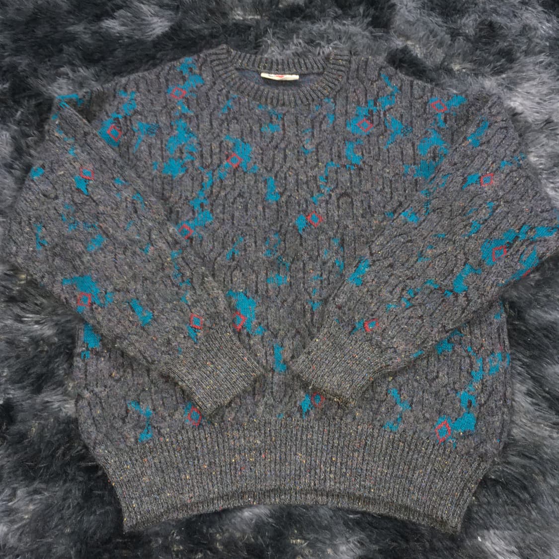 투티/0334 SETBALL JPN 일본 빈티지 그레이 패턴 울니트 상품이미지2