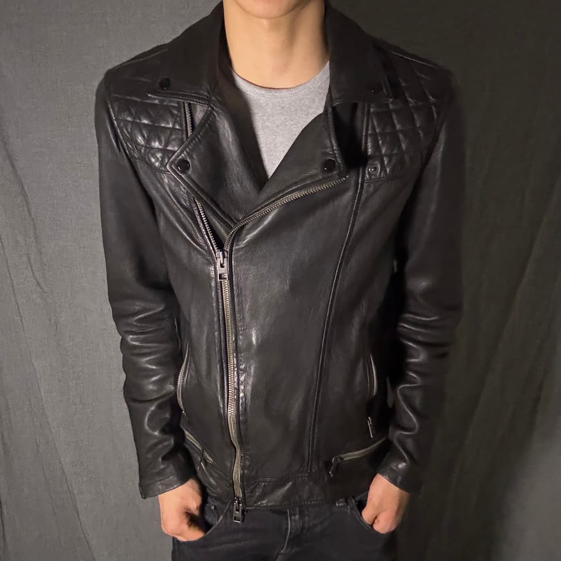 lamb skin quilting leather jacket 상품이미지2