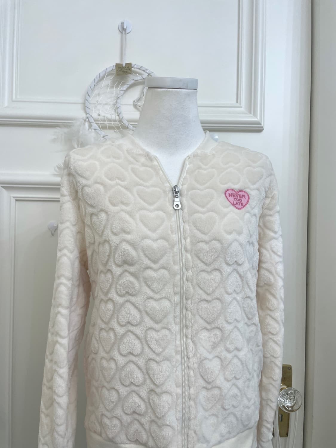 ivory heart pattern fur zip-up 상품이미지5