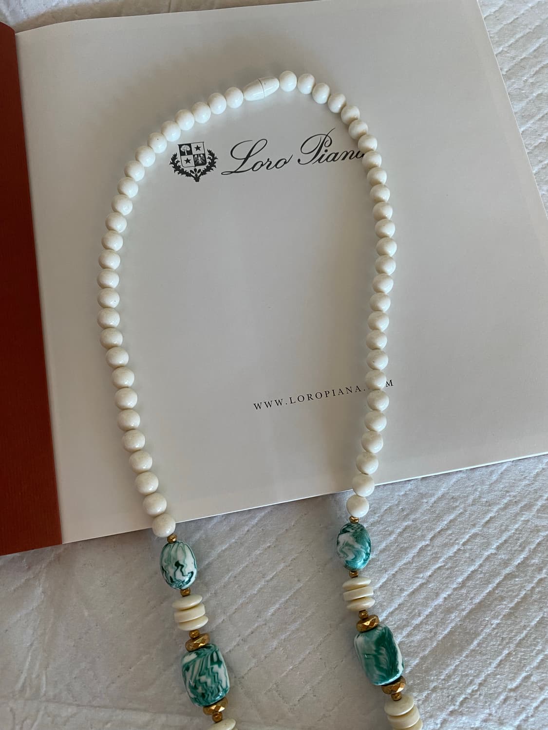 빈티지 마블 패턴 비즈 롱 목걸이 상품이미지3