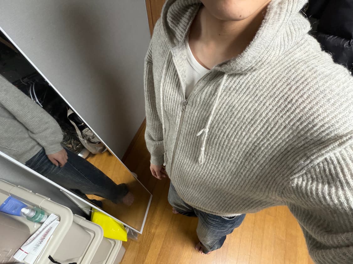 해칭룸 23fw knit hoodie light grey 상품이미지1