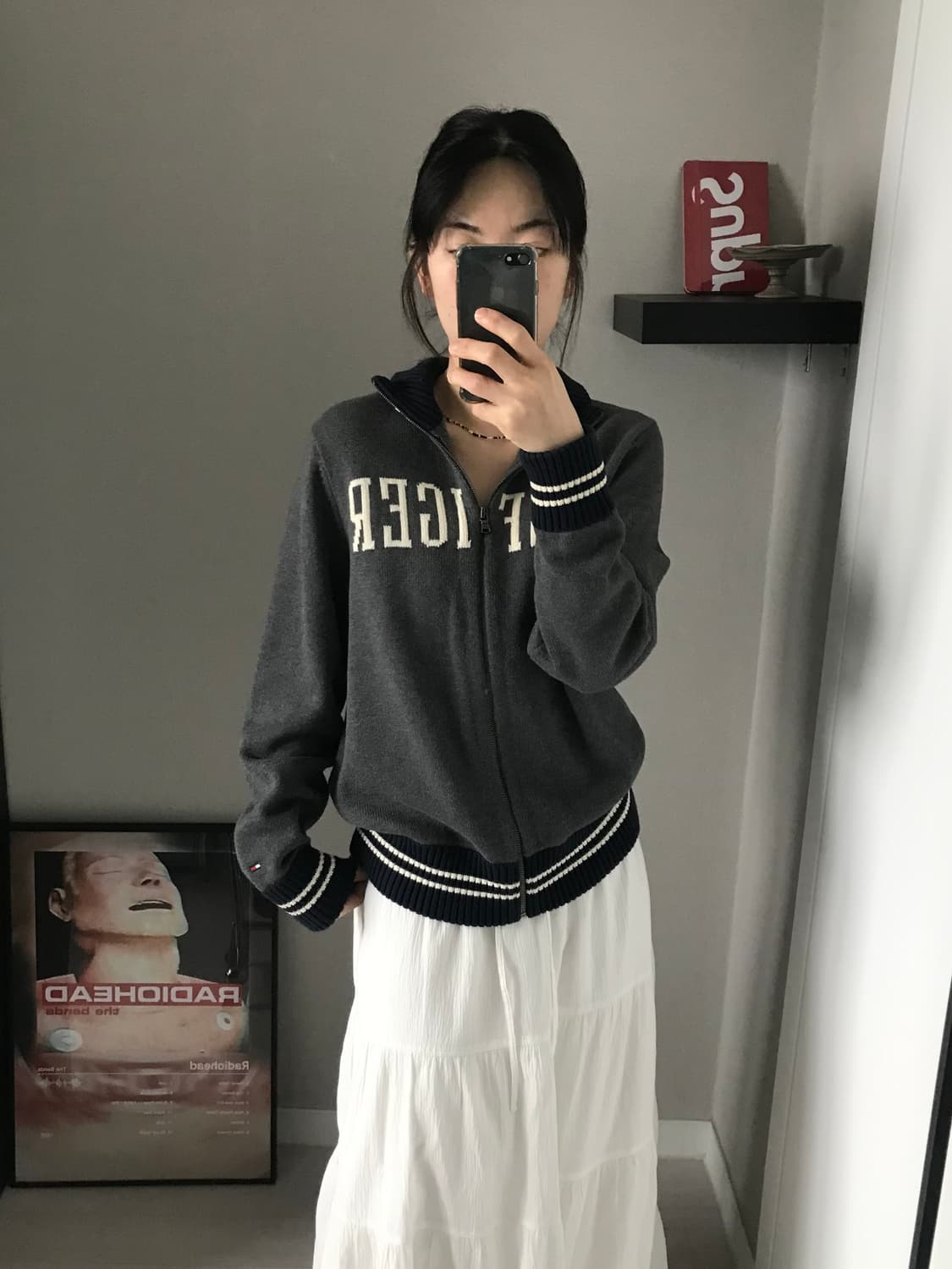 타미힐피거 중앙 스펠아웃 차콜 니트 집업 상품이미지3