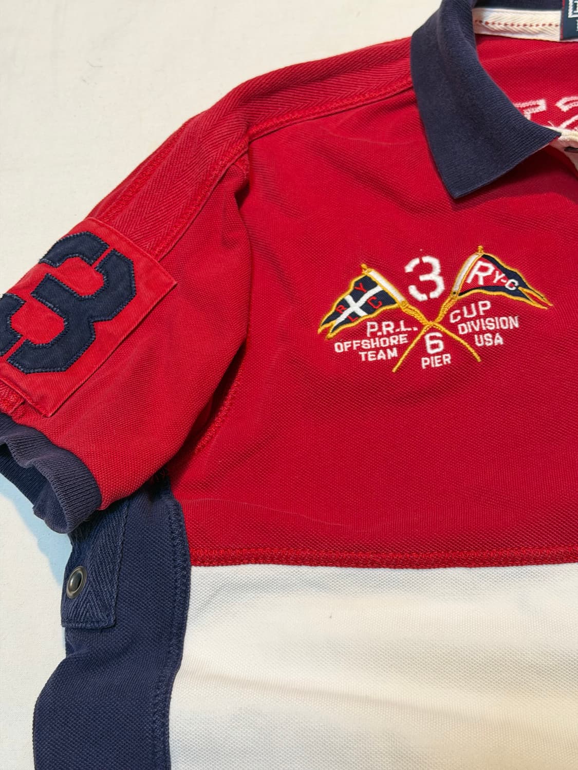 폴로 랄프로렌 빅포니 성조기 USA 카라티 화이트 레드 상품이미지4