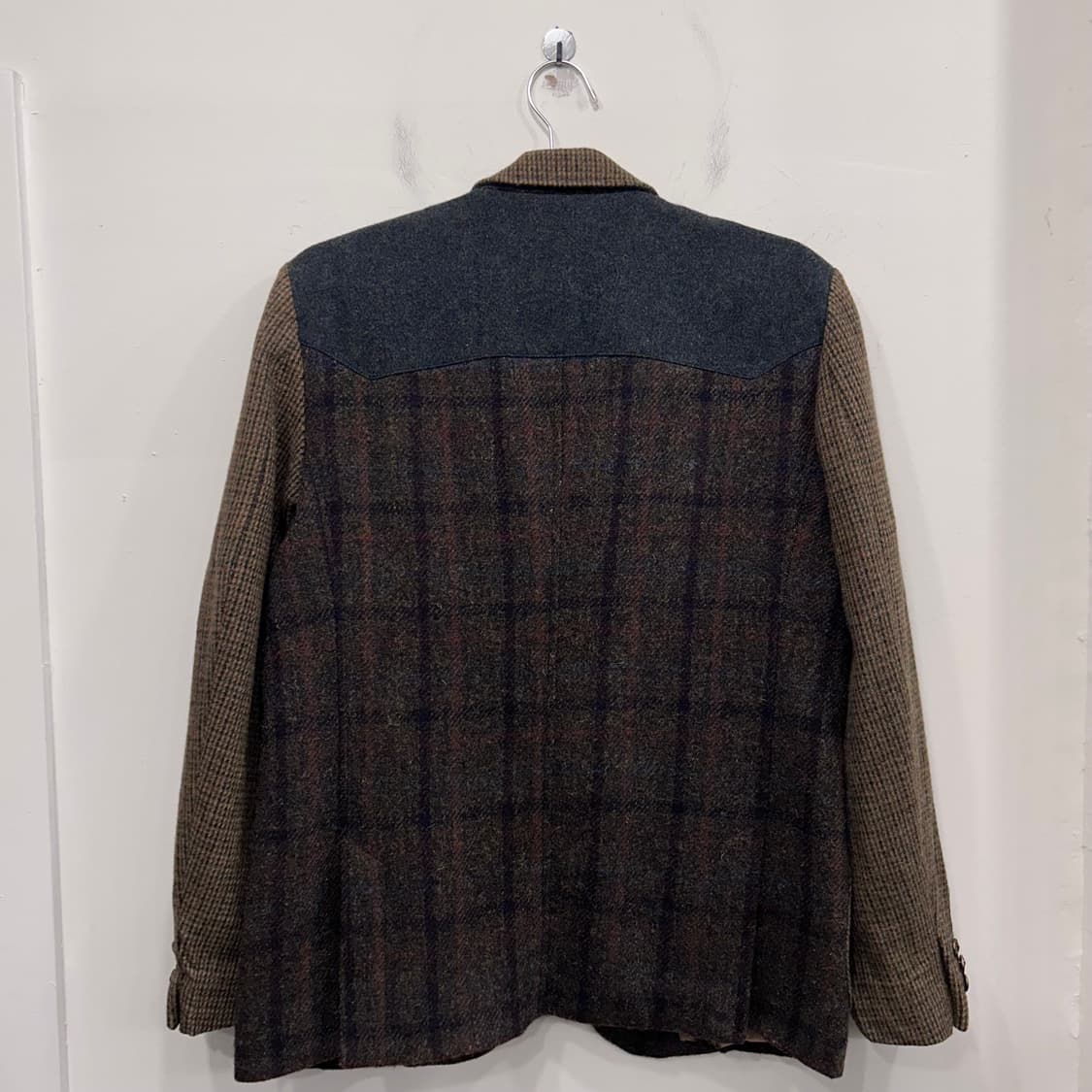 커스텀멜로우 브라스버튼 울 배색 체크 블레이져 상품이미지5