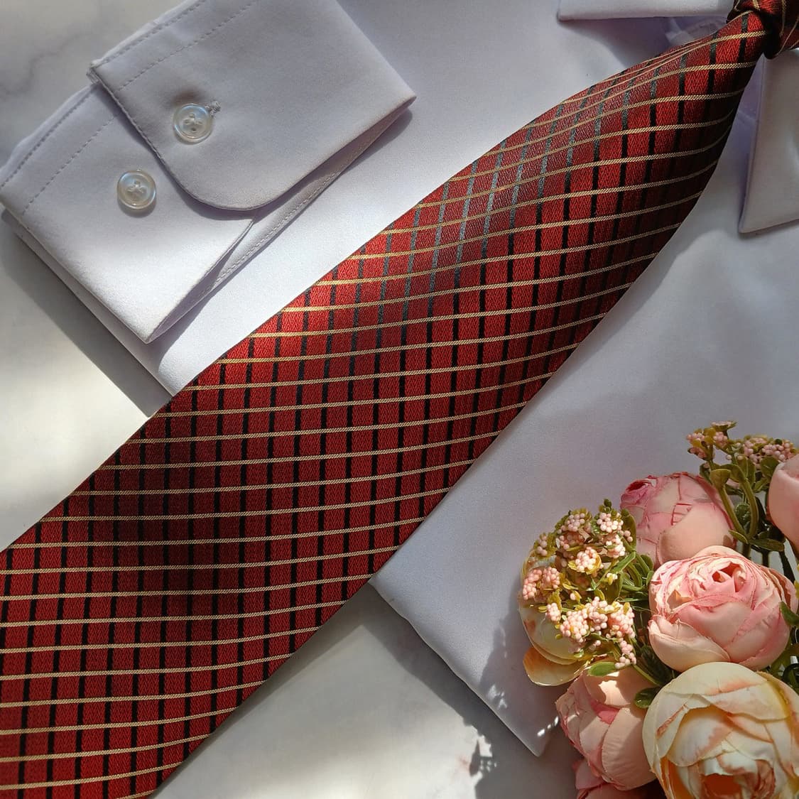 소니아 리키엘 실크 레드 스트라이프 넥타이 9.7cm A+등급 E918 상품이미지6