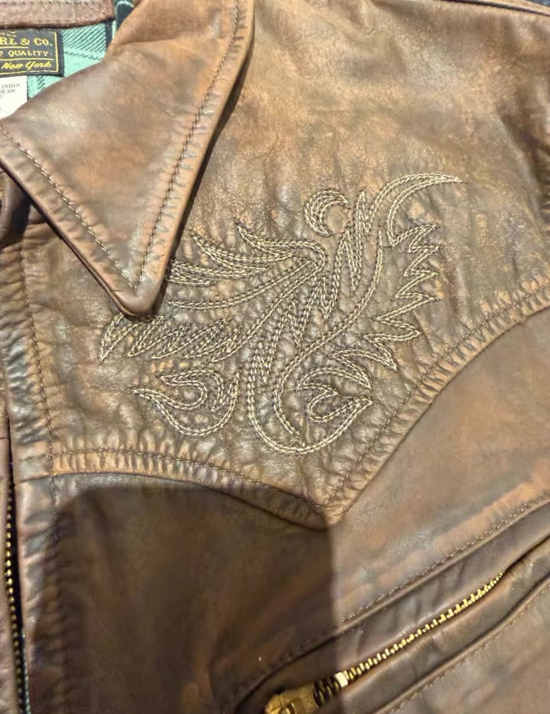 RRL 웨스턴 엠브로이디드 레더 자켓 m 상품이미지4