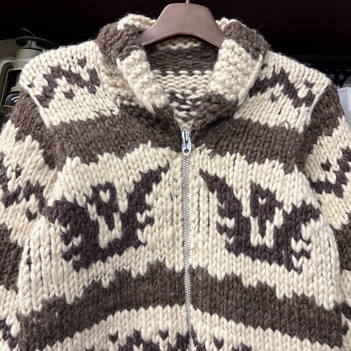 80s Talon 지퍼 썬더버드 패턴 네이티브 코위찬 스웨터 N102 상품이미지3