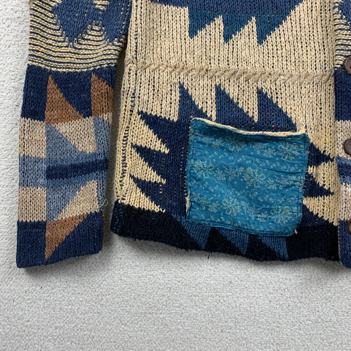 폴로 데님앤서플라이 패치워크 니트 숄카라 가디건 상품이미지4