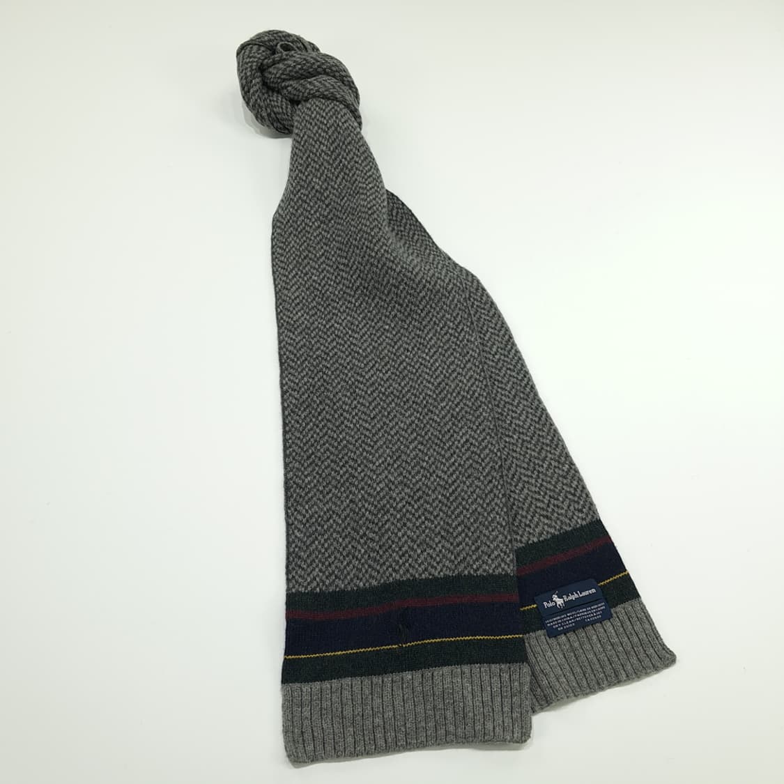 MX151 폴로 랄프로렌 그레이 헤링본 메리노울 니트 목도리 머플러 상품이미지4