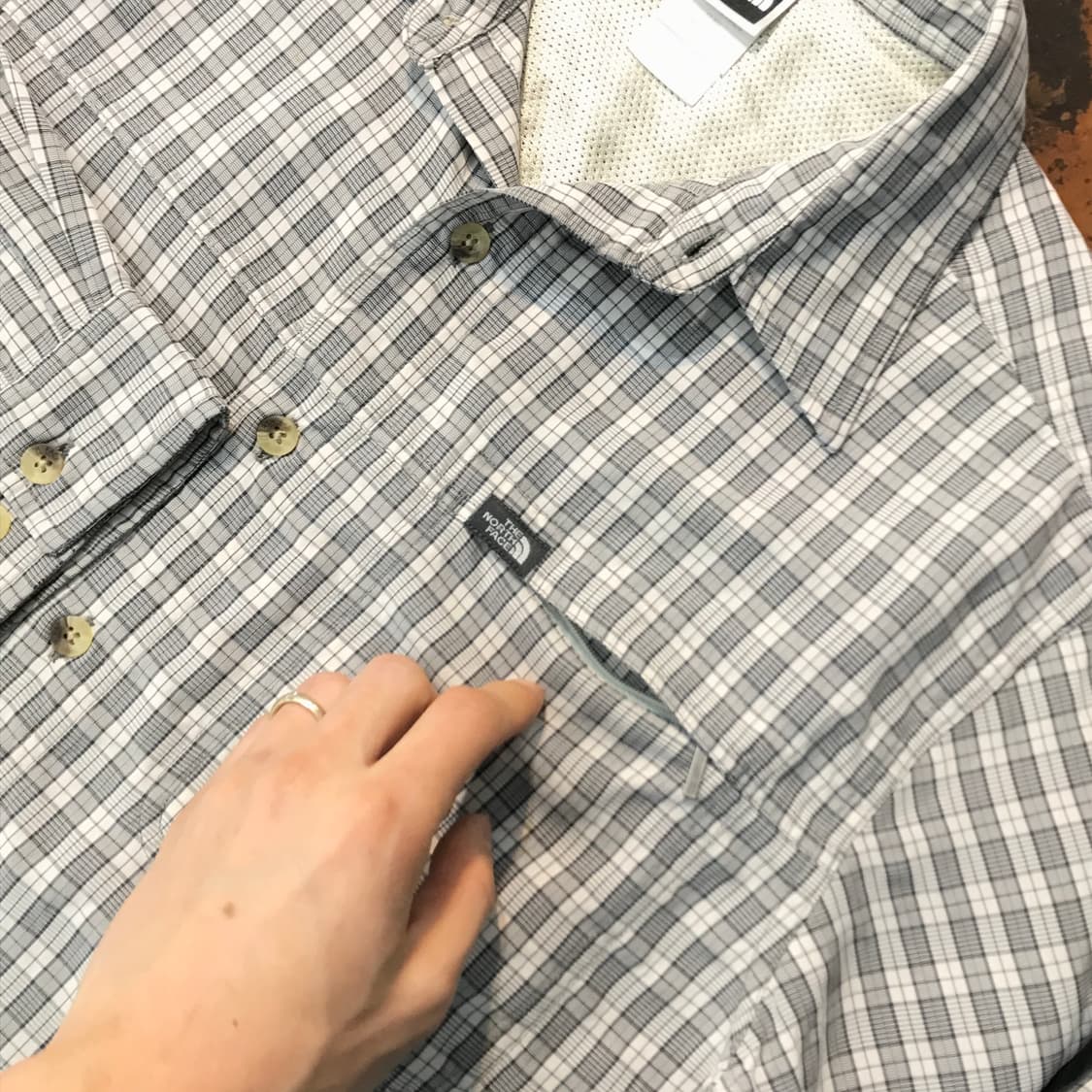 노스페이스 아이보리 체크 셔츠 남성 105 사이즈 상품이미지5