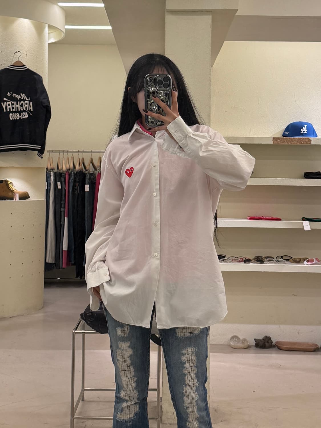 꼼데가르송 레드 와펜 버튼다운 셔츠 U1325 상품이미지1