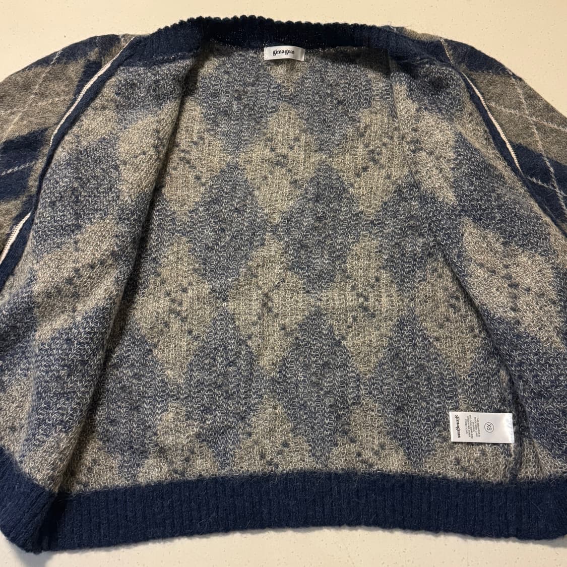 gimaguas 기마구아스 앨리스 아가일 집업 니트 가디건 자켓 XS 상품이미지7