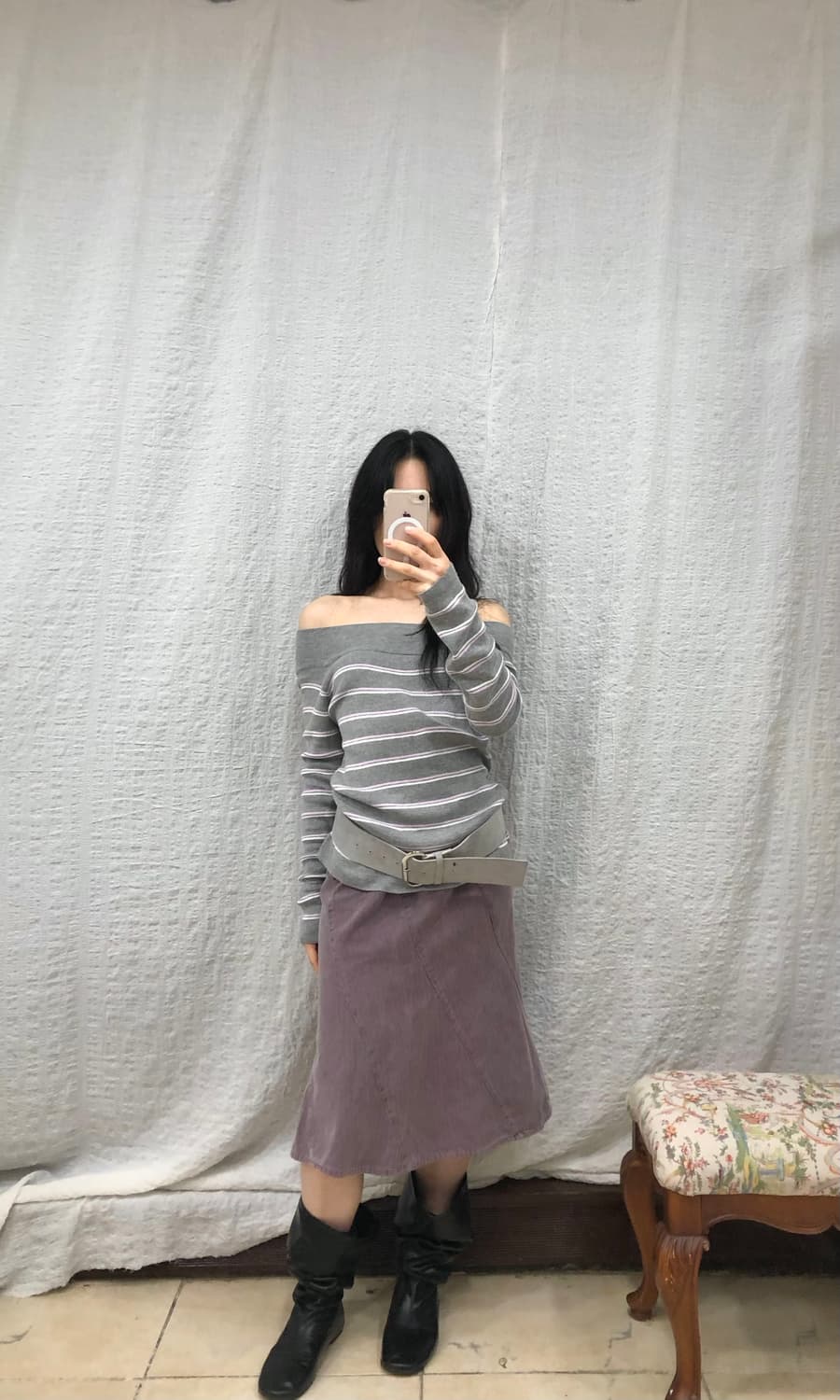 Lilac breeze off-shoulder knit 상품이미지3