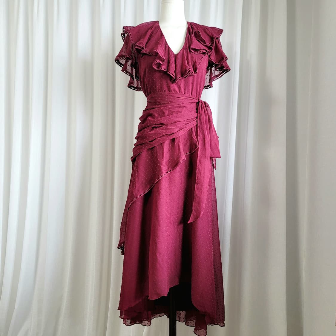 아소스 ASOS 드레이프 러플 프릴 쉬폰타이 원피스 (4455) 상태최상 상품이미지1