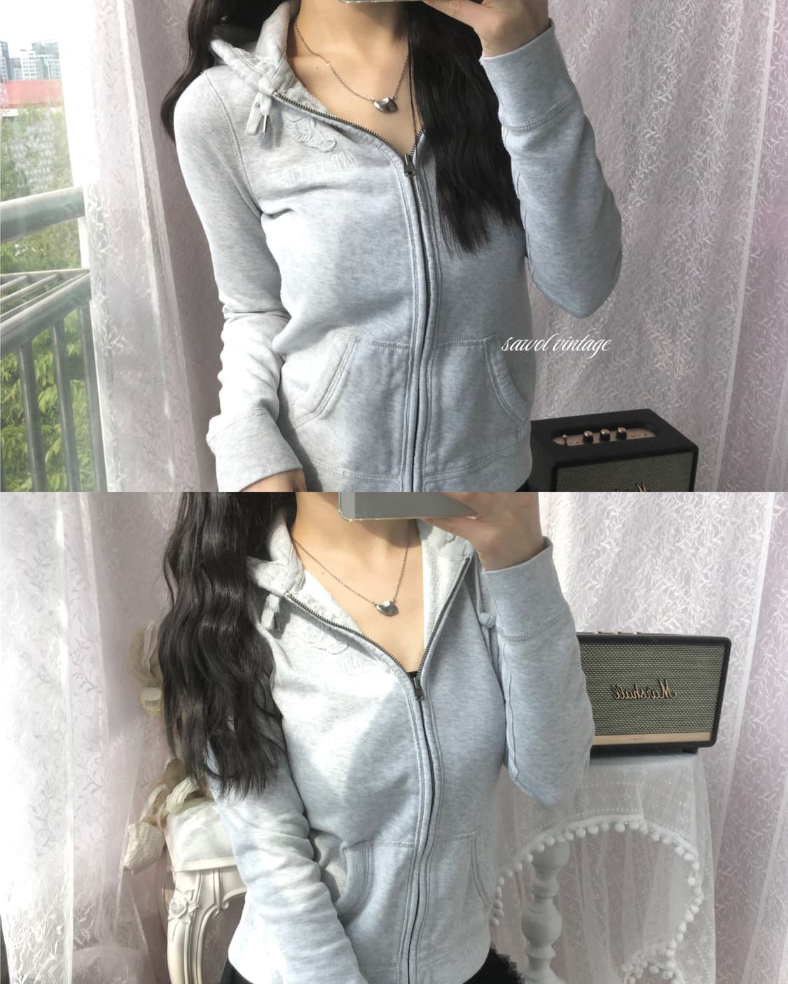 Abercrombie grey melange zip-up hoodie 상품이미지1