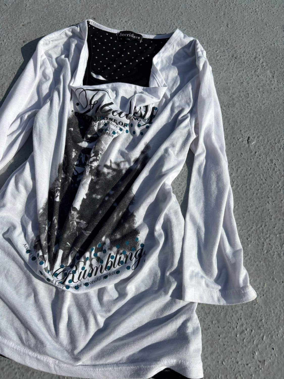 “Sorridere”Y2K Print Layered Sleeve 상품이미지5
