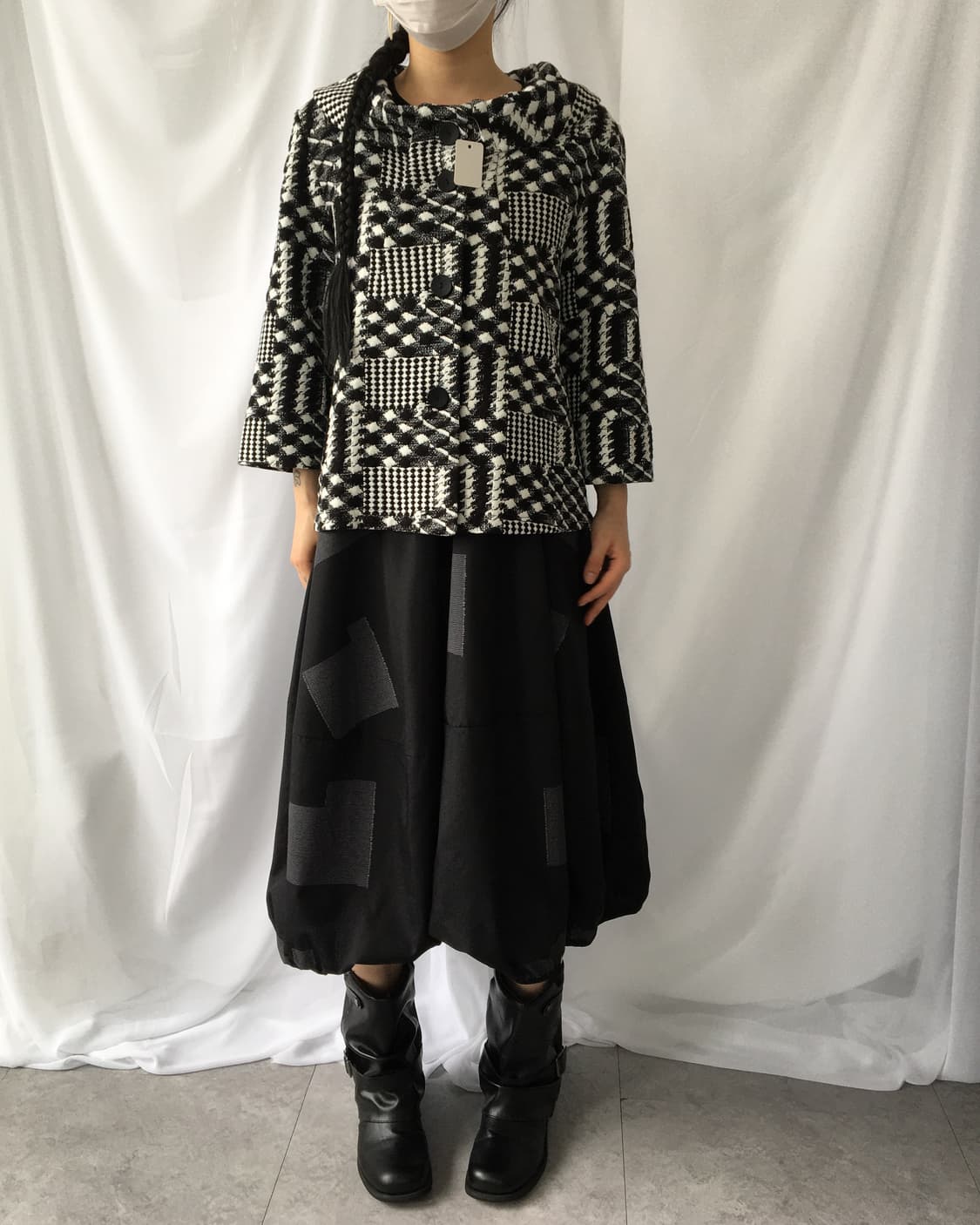 Pattern mixed thick neck point jacket 상품이미지8