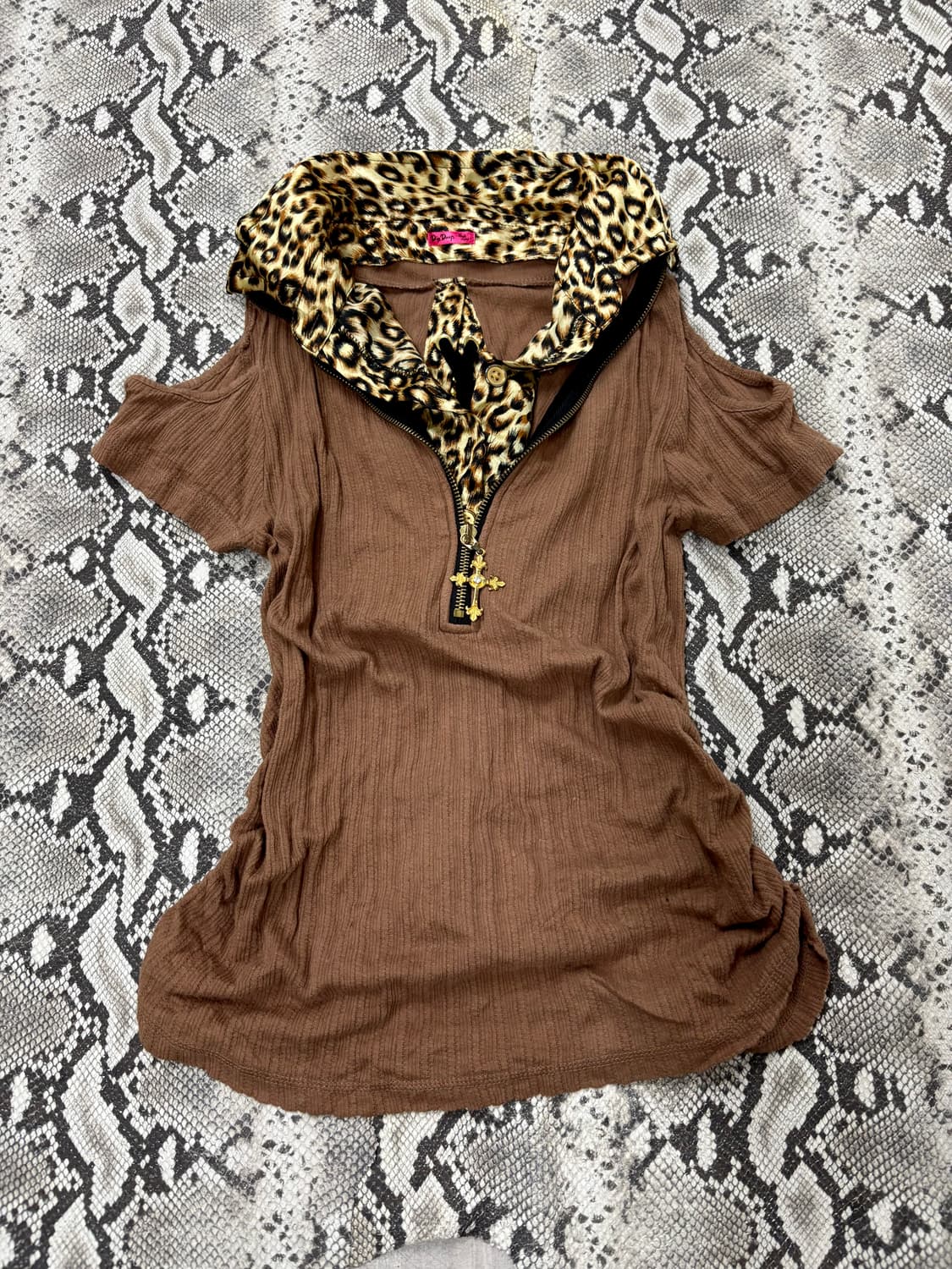  00’s GAL Design Leopard Cross Zipper De 상품이미지1