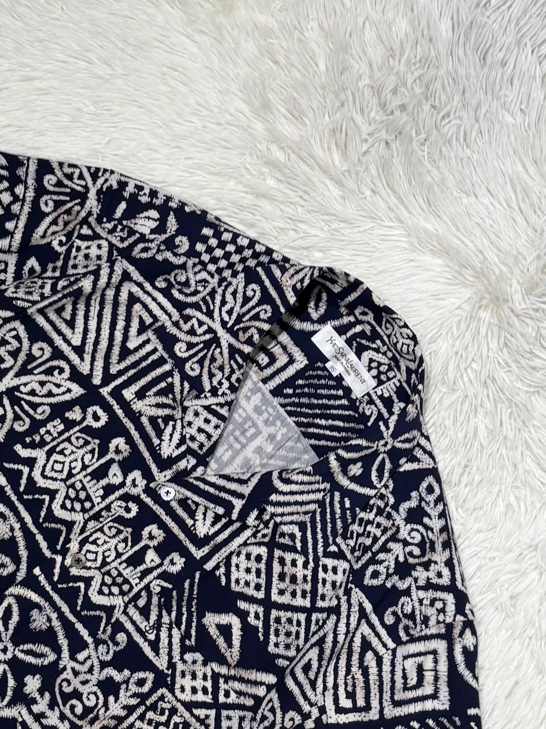 YSL 90’s 오픈카라 패턴 반팔 셔츠 상품이미지4
