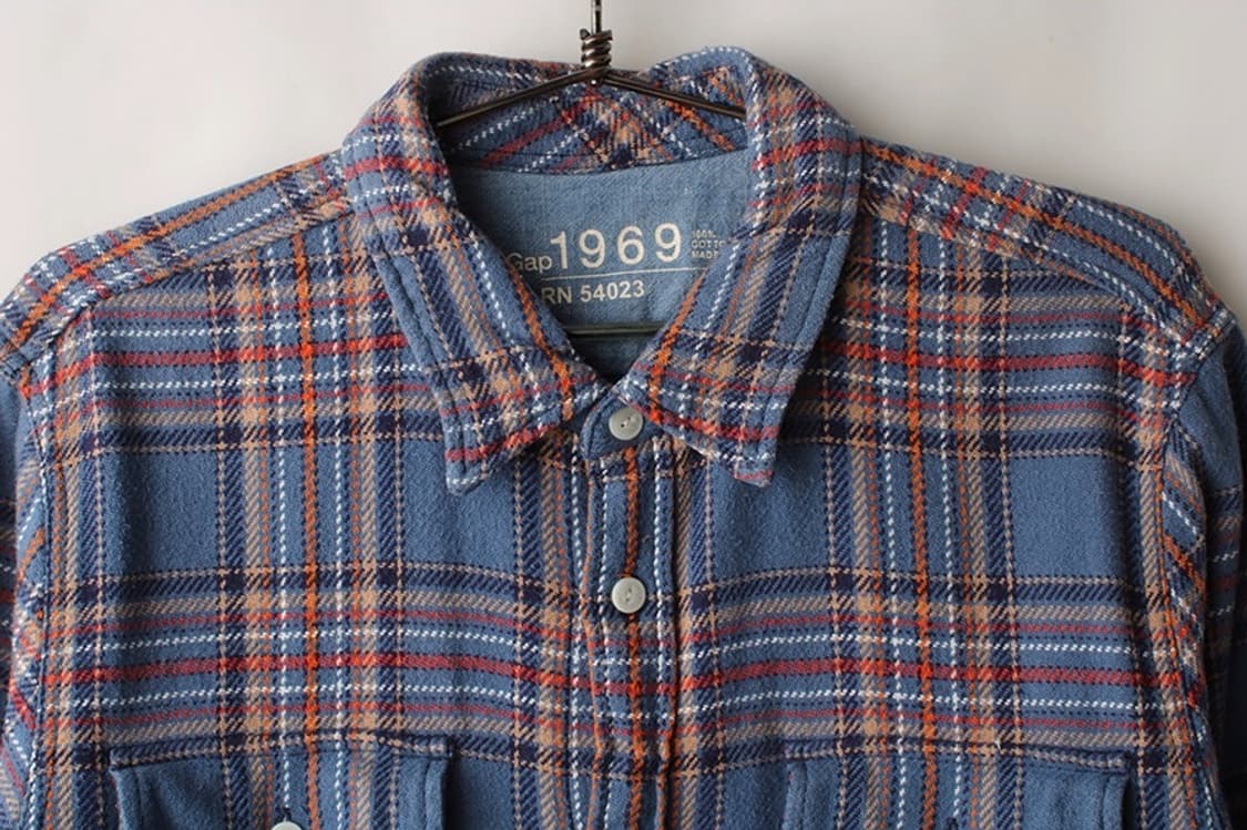 [L] 00s 갭 GAP 플란넬 블루 패턴 셔츠 상품이미지3