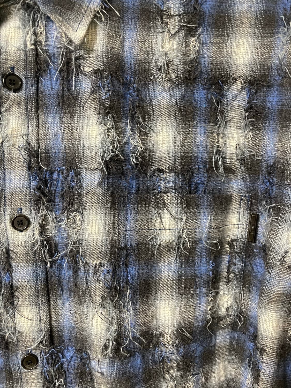 준지 26ss 그리드 니들 체크 루즈핏셔츠 블루, 52사이즈 새상품 상품이미지2