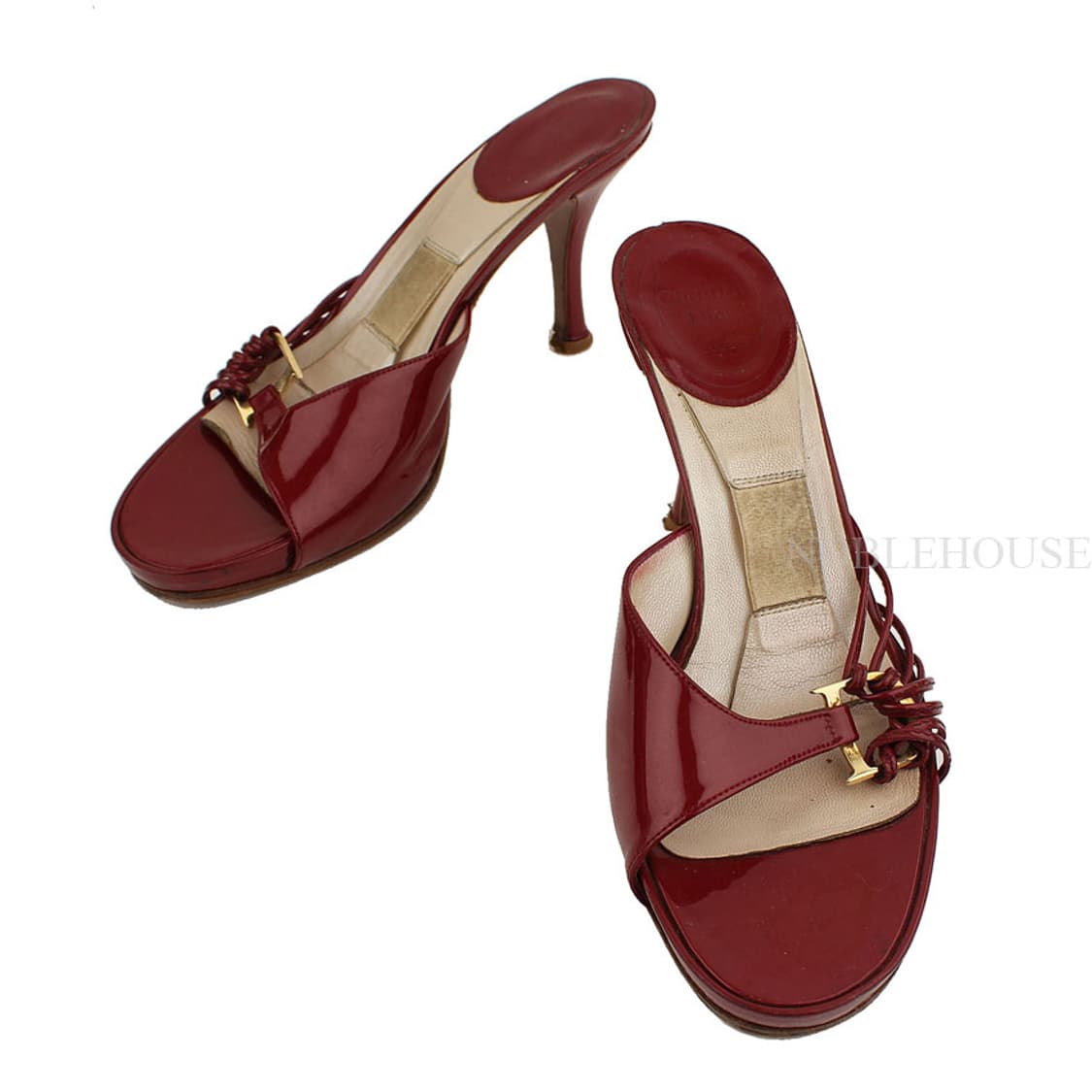 디올 버건디 페이던트 금장 D로고 뮬 슬리퍼 36 상품이미지1